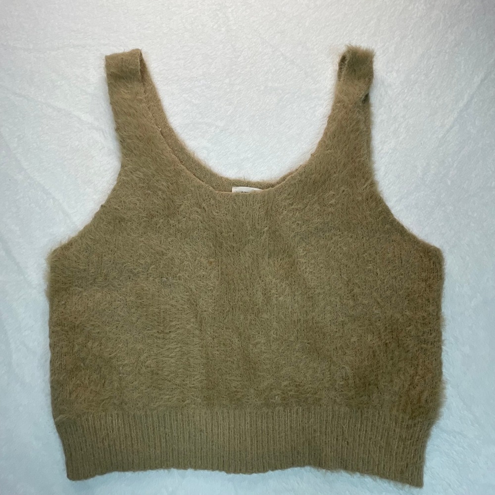 ee:some Fuzzy Eyelash Tank Women L Brown Sleeveless Sweater Fairy Goblin Earthy
